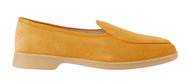 Best womens loafers old money Baudoin Lange Stride leather-trimmed suede loafers