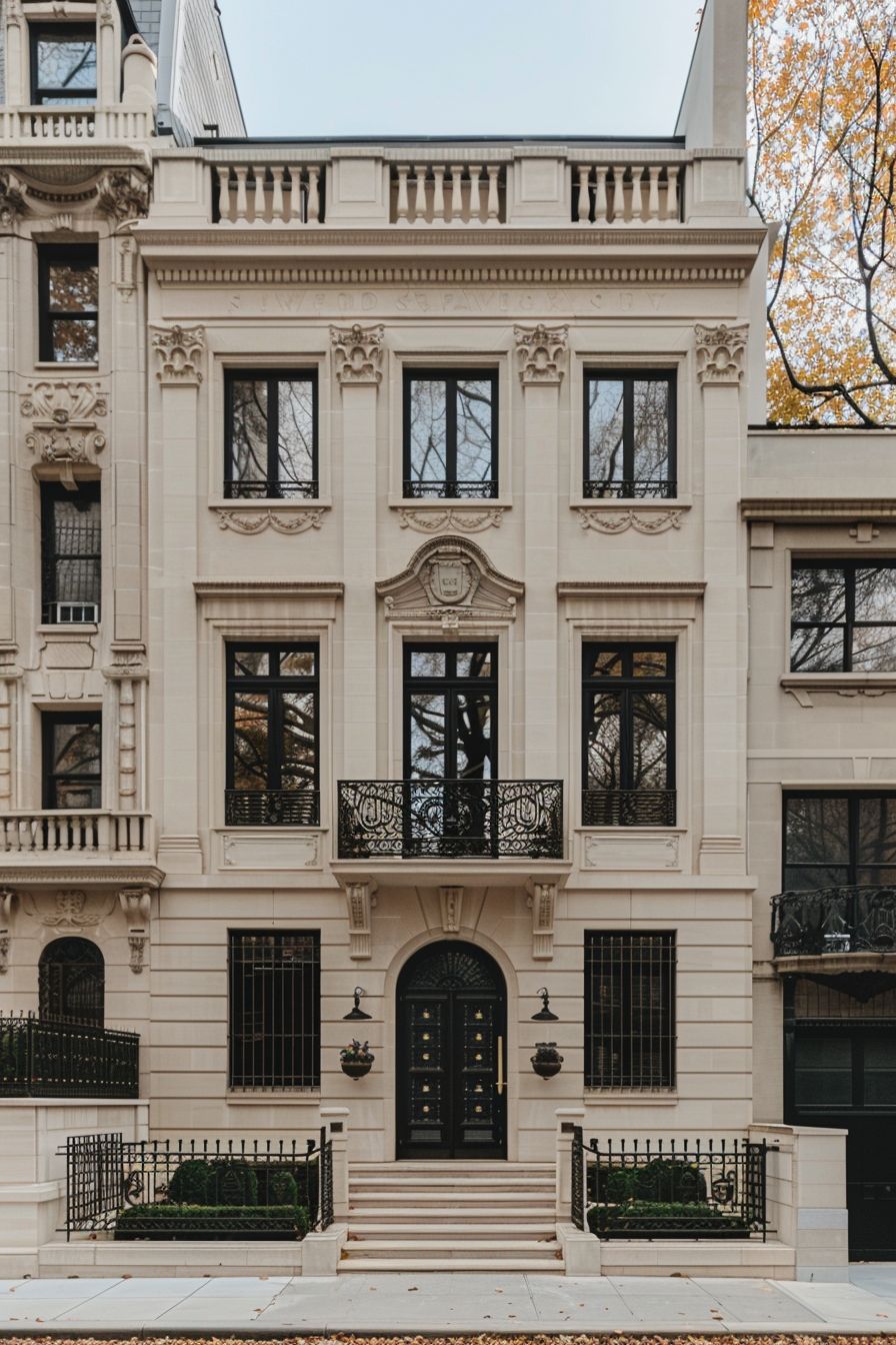 Neoclassical architecture NYC townhouse on the Upper East Side