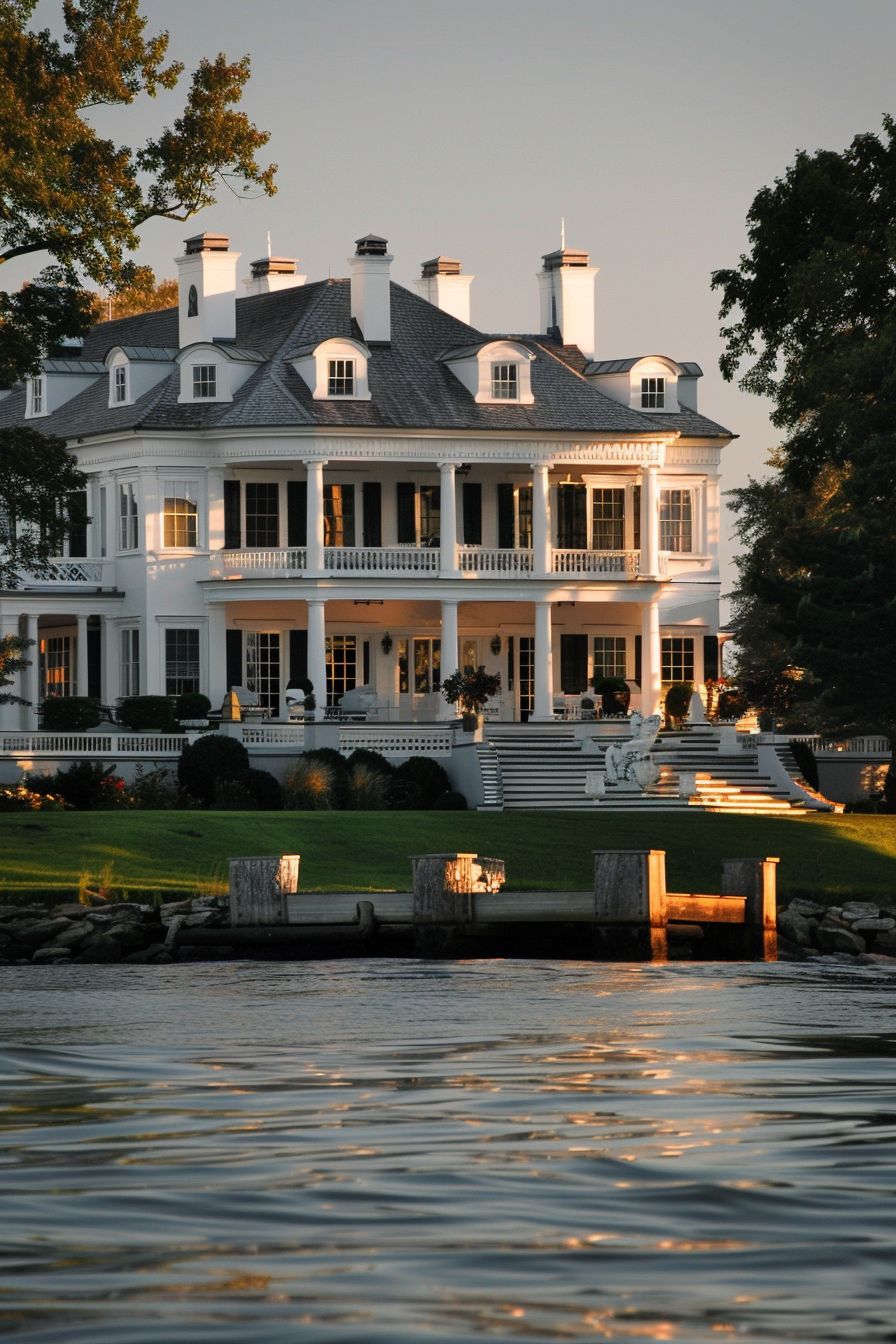 a grand old money style white house on the Chesapeake Bay